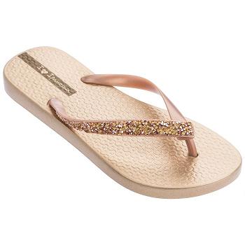 Ipanema India Glam Special Crystal Flip Flops Women Gold NYS216847